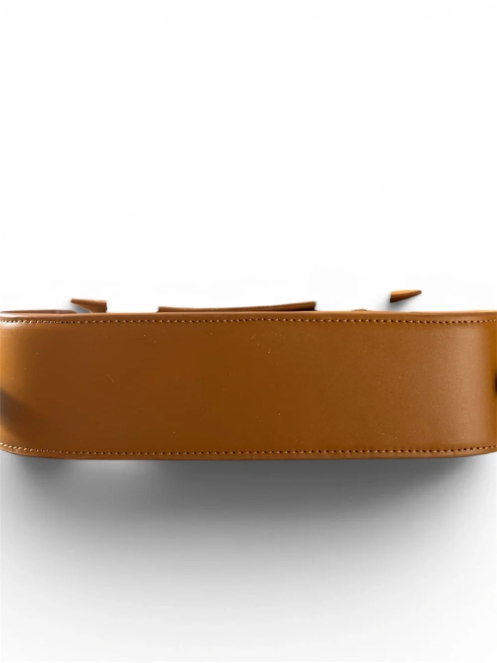 Tan Faux Leather Shoulder Bag Adjustable Strap Crossbody Minimalist Baguette